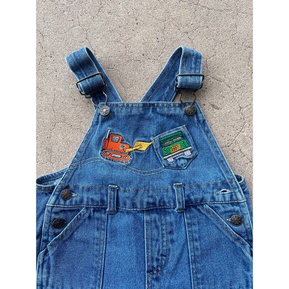 Vintage boys toddler denim overalls tractor farm size 24M - Picture 2 of 4